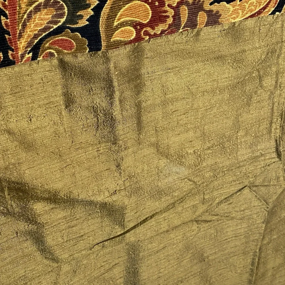 India's Heritage Curtain Set Green Multi Brocade Silk Tab 41x118‎ Room Darkening